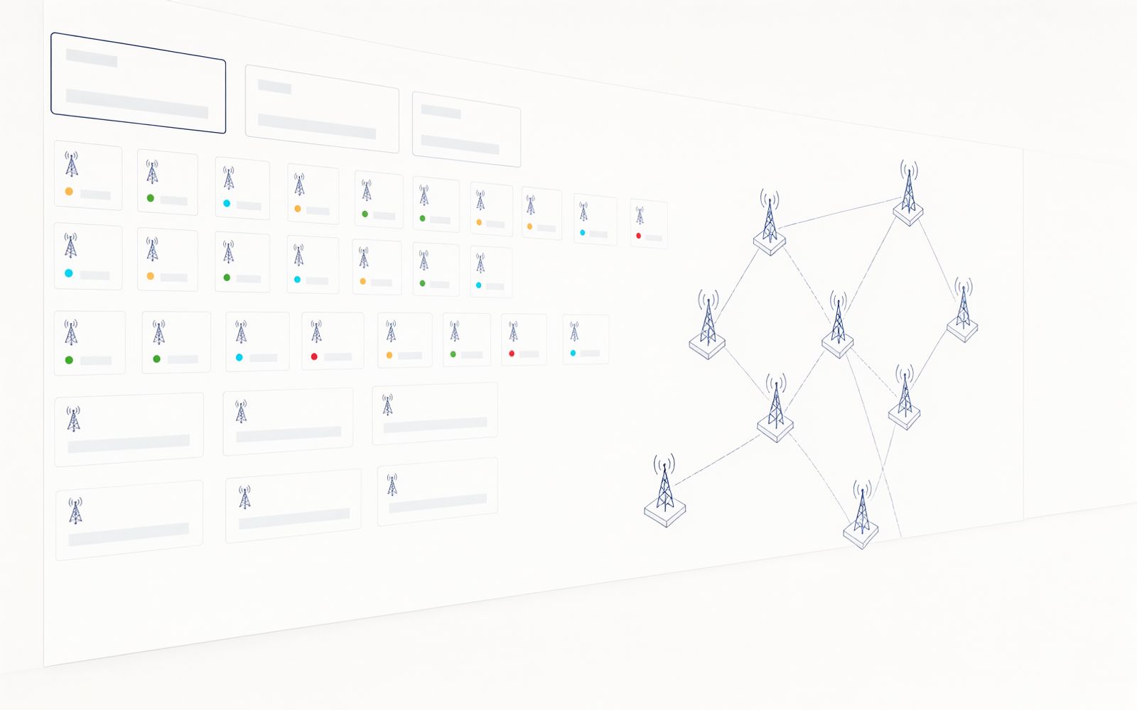 Illustration of a dashboard with highlighted cards at the top