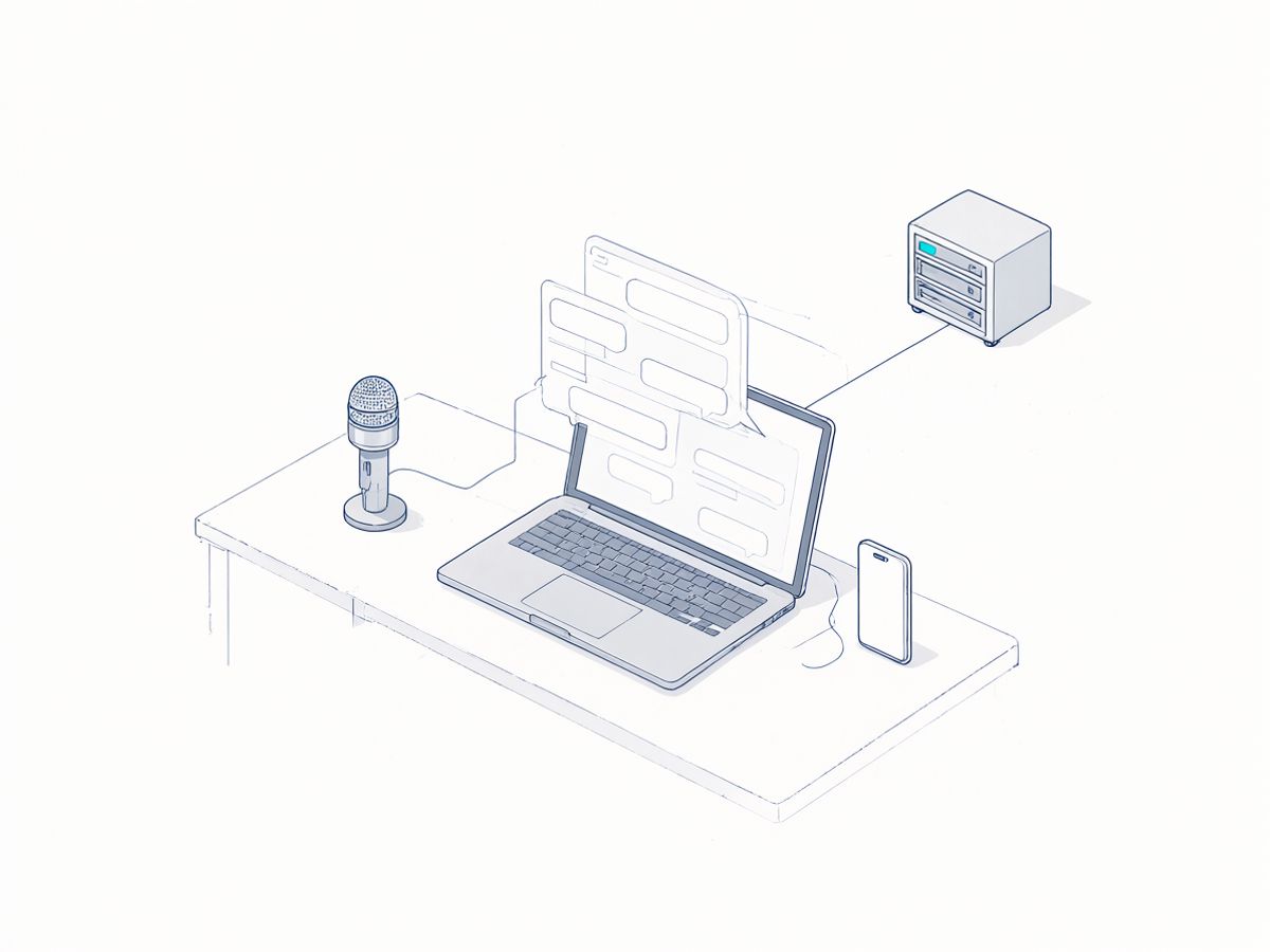 Illustration of a laptop with a chat window
