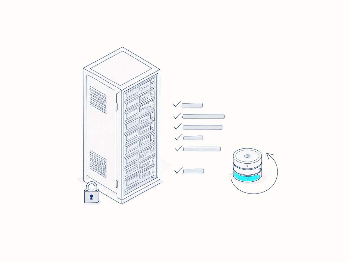 Illustration of a locked data-centre rack