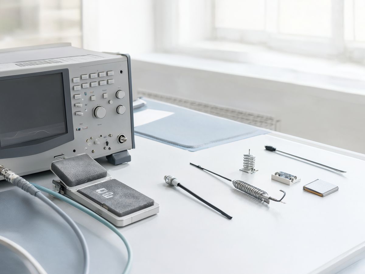 An RF lab bench with a network analyser (VNA)